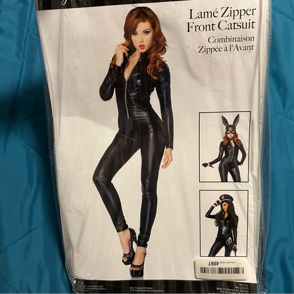 Leg Avenue Zipper Front Black Catsuit